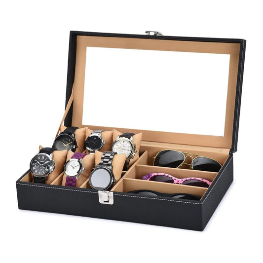 LuxeVault: 2-in-1 Watch & Glasses Organizer